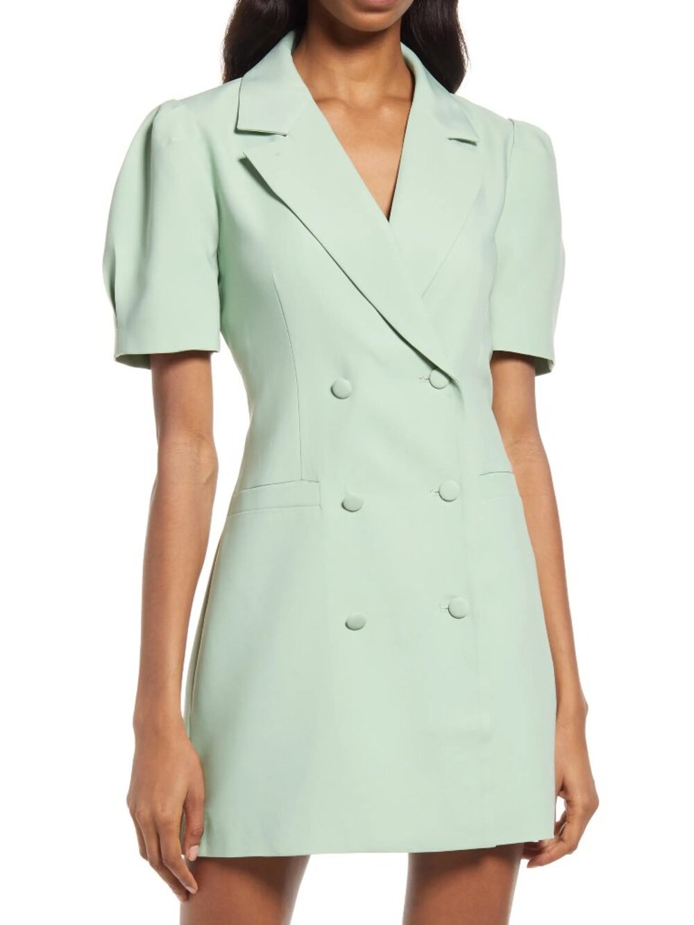 Adelyn Rae Puff Sleeve Double-Breasted Blazer Mini Dress